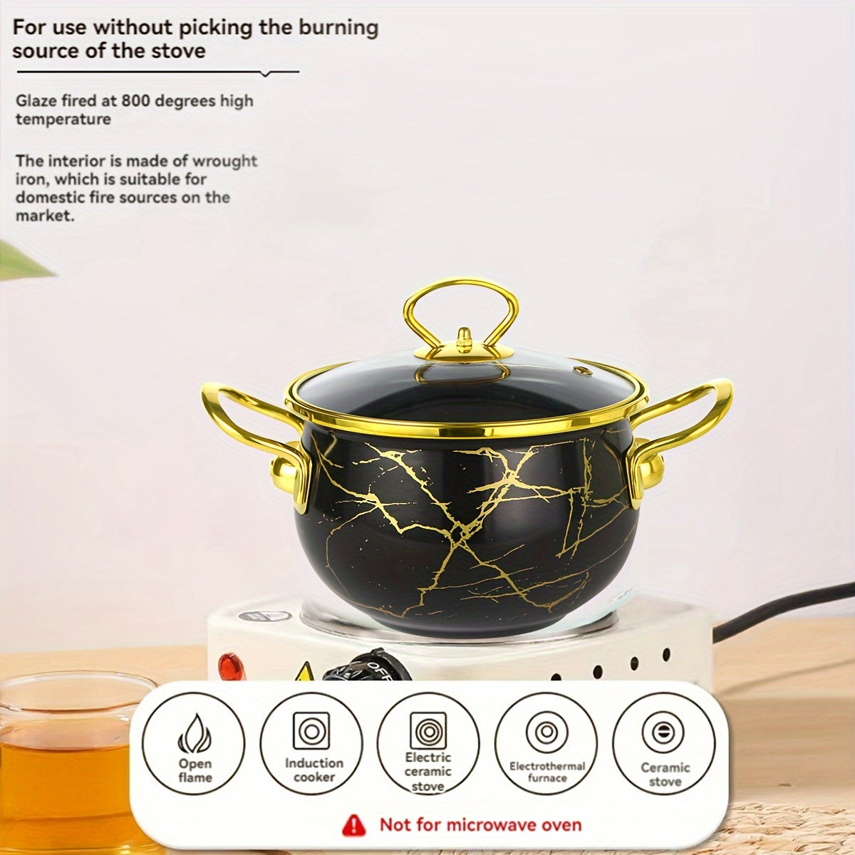 Katta hajmdagi emallangan qozon sho‘rva, sho‘rva, dengiz mahsulotlari va guruch pishirish uchun