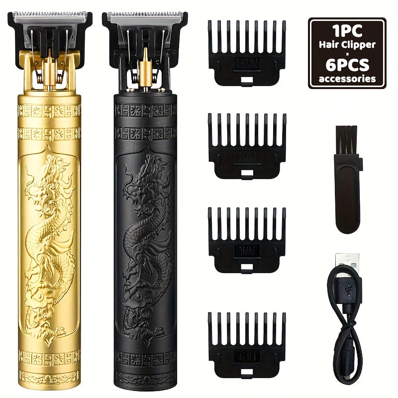 Set de recortadora de barba para peluquería, recargable por USB, cuchillas afiladas, 4 peines