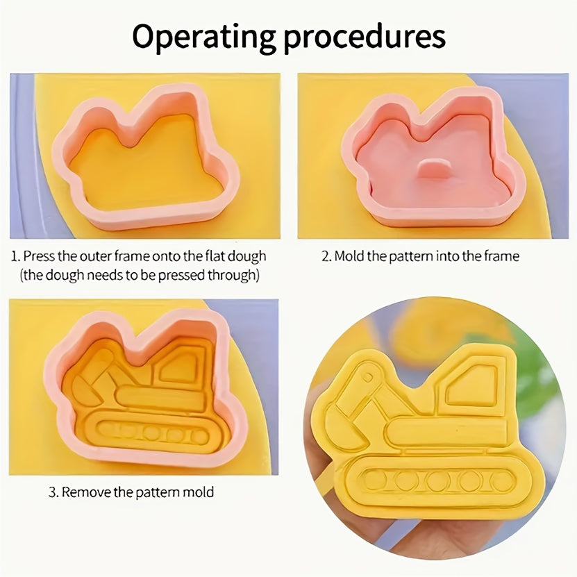 Bolalar uchun 8 ta pushti plastmassa qurilish texnikasi pechene kesgichlari to'plami