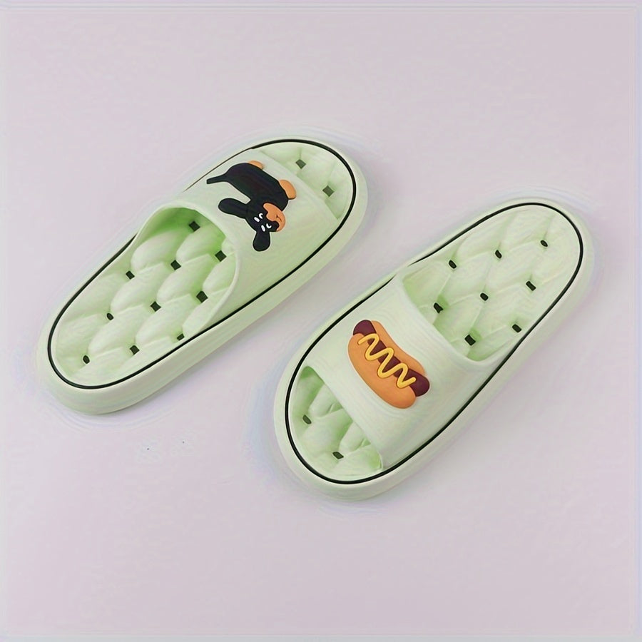 Women's EVA Slippers with Sausage Dog Print Anti-Slip Breathable Open Toe