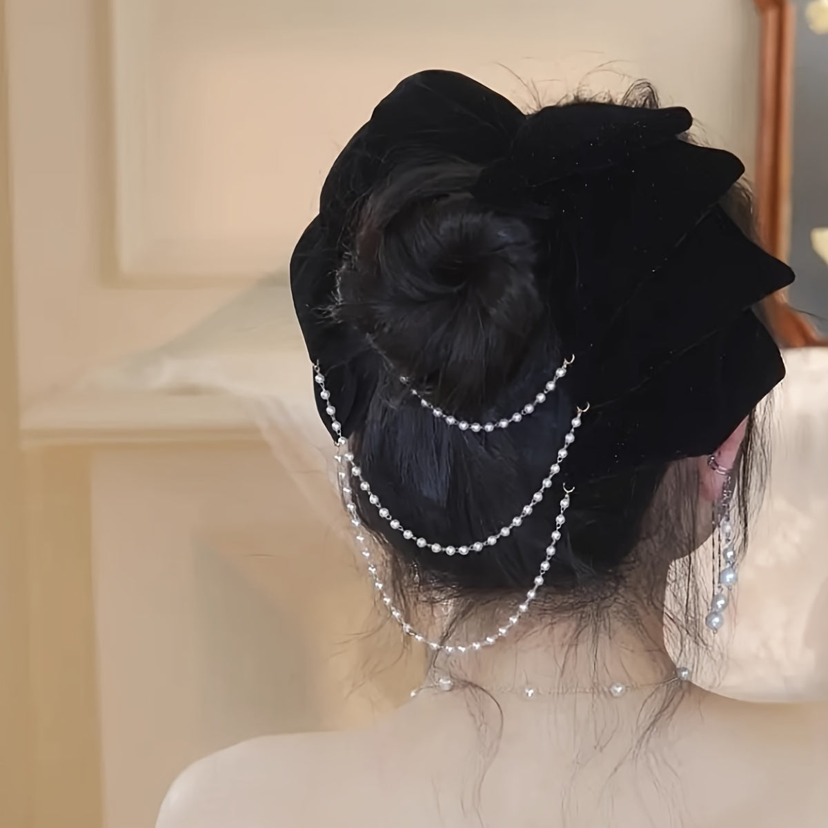 Set of 2 Women Tassel Hair Clips Elegant Spring Hair Accessories Stylish Back of Head Clips