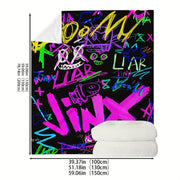 Contemporary Graffiti Style Flannel Throw Blanket Lightweight Stain-Resistant for Couch Travel Camping