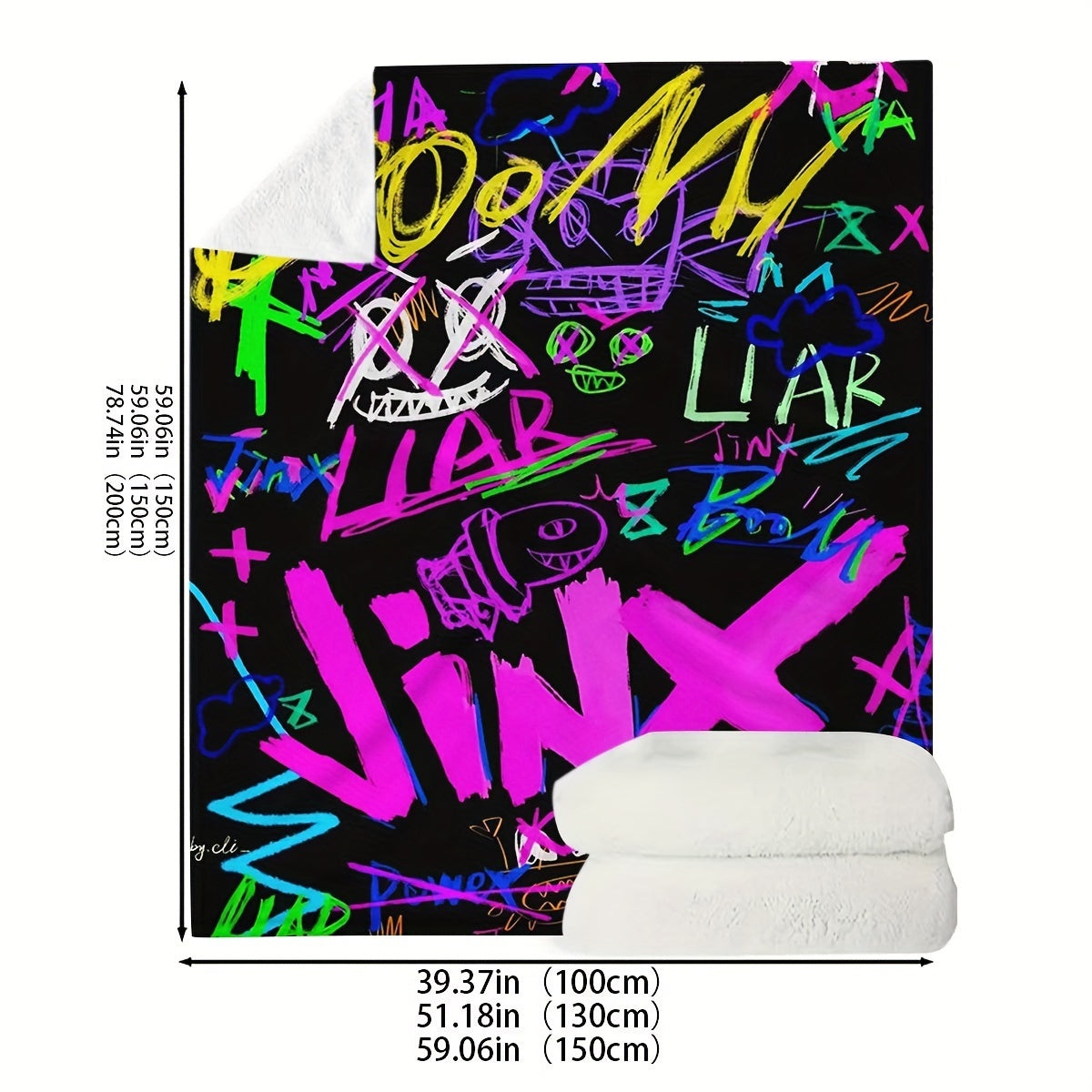 Contemporary Graffiti Style Flannel Throw Blanket Lightweight Stain-Resistant for Couch Travel Camping