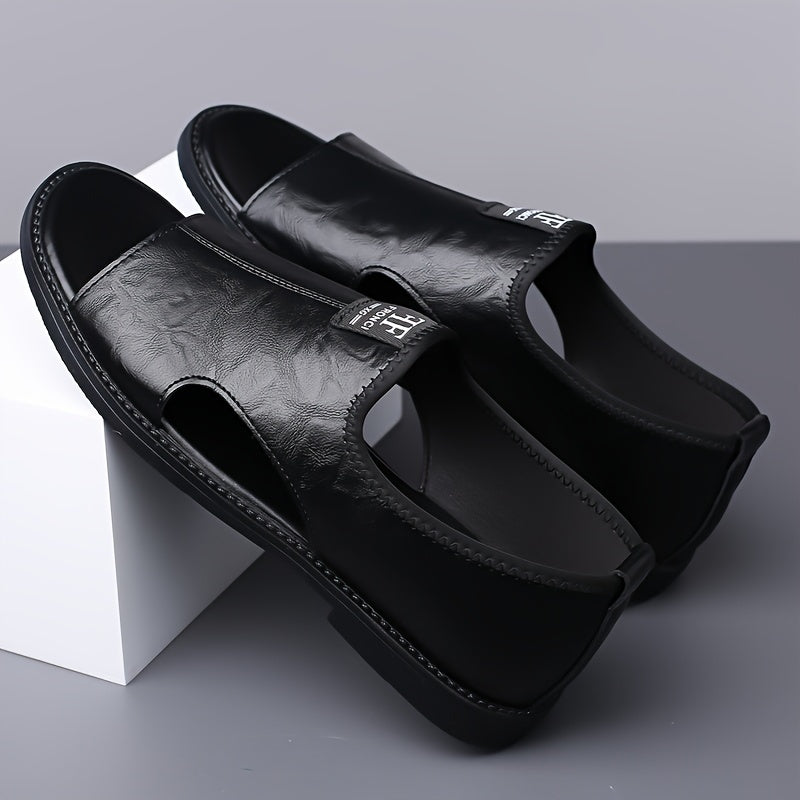 Men's PU Casual Slip-On Sandals for Spring Summer Solid Color