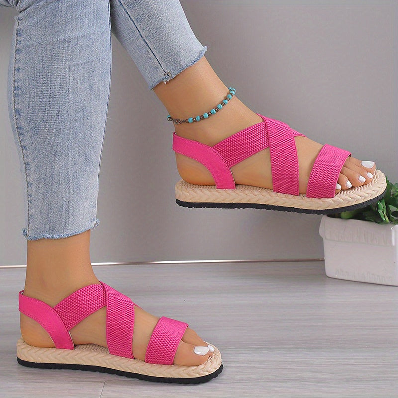 Women Casual Flat Heel Sandals Ankle Strap Slip-On Summer Beach Shoes
