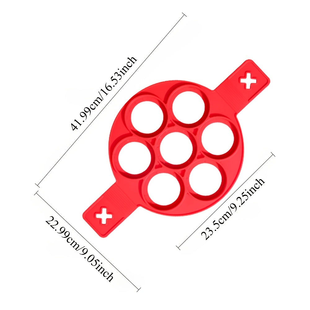 Сковорода для омлетов из силикона с антипригарным покрытием, оснащенная формой на 7 ячеек, идеально подходит для приготовления идеально сформированных блинов и яиц дома. Универсальный кухонный гаджет для вашей кухни.