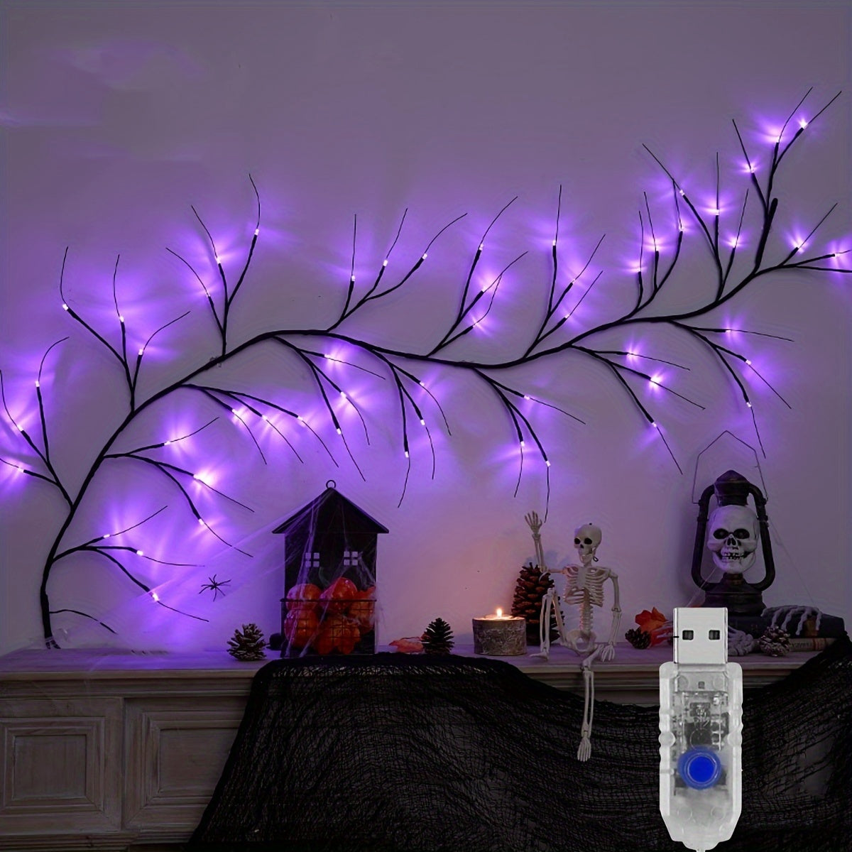 180 LED Waterfall Tree Fairy Lights with 9 Drops 2m Indoor USB Decor for Valentine's Day St. Patrick's Day Easter