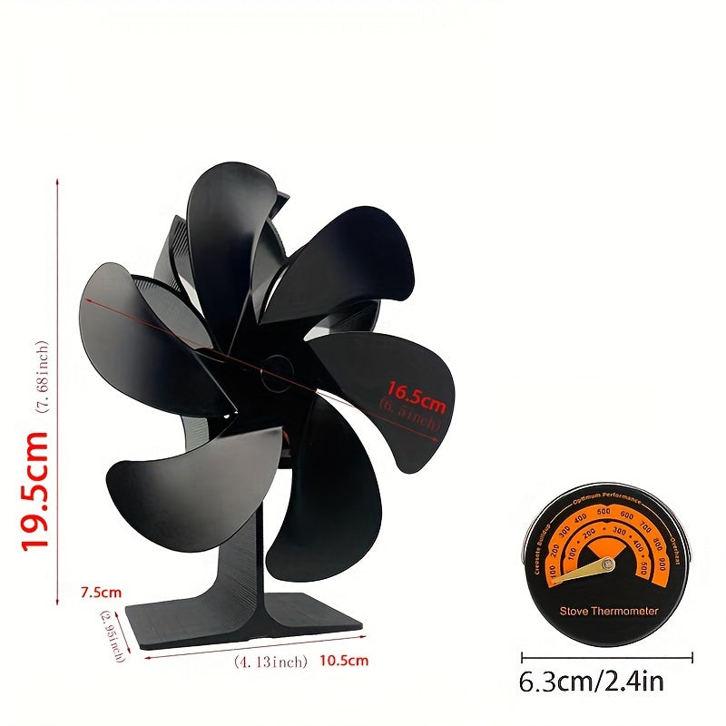 Wood Stove Fan Heat-Driven Fireplace Fan for Wood Gas Burners Home Heating