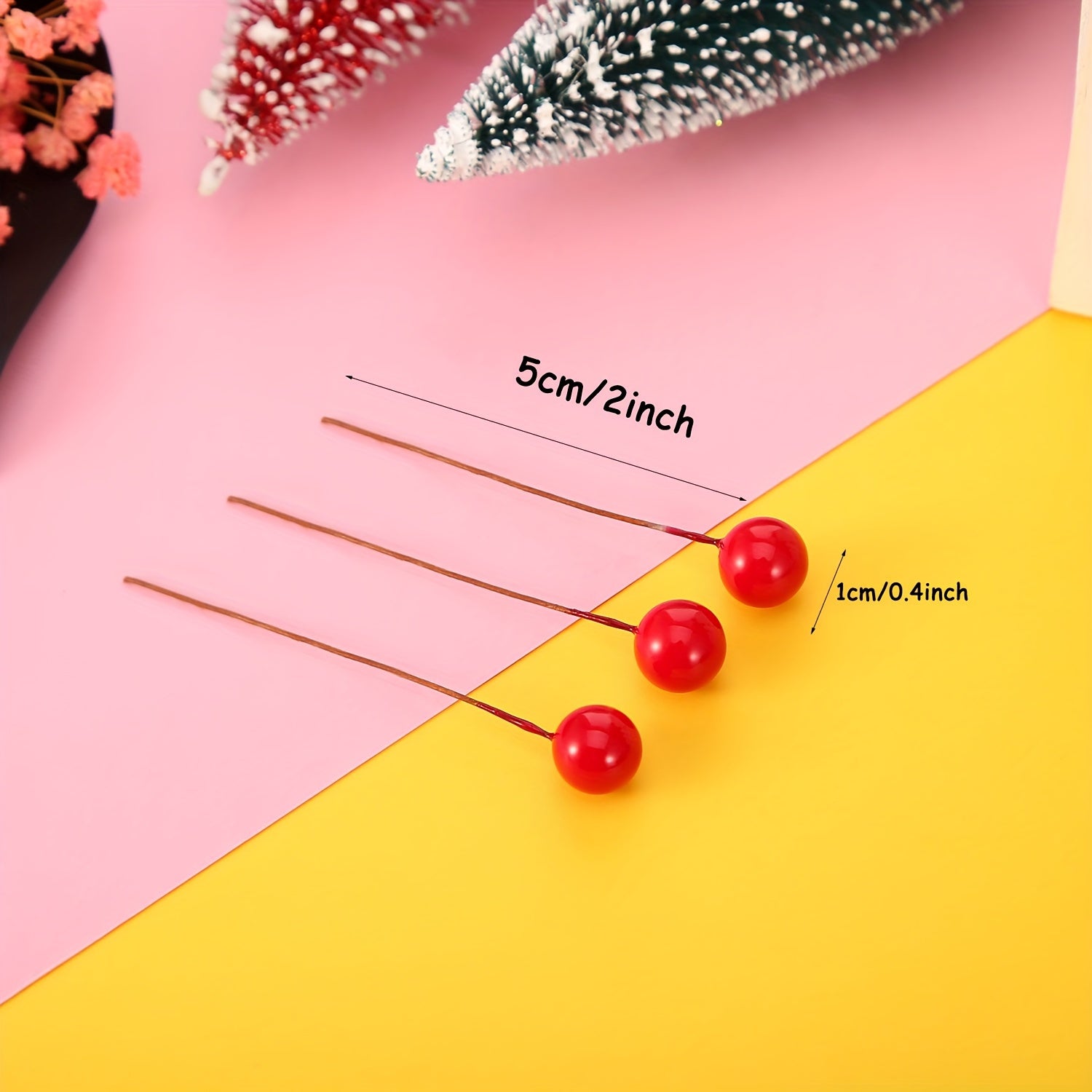 100 piezas de ramas de bayas de acebo artificiales para decoraciones de Navidad y fiestas