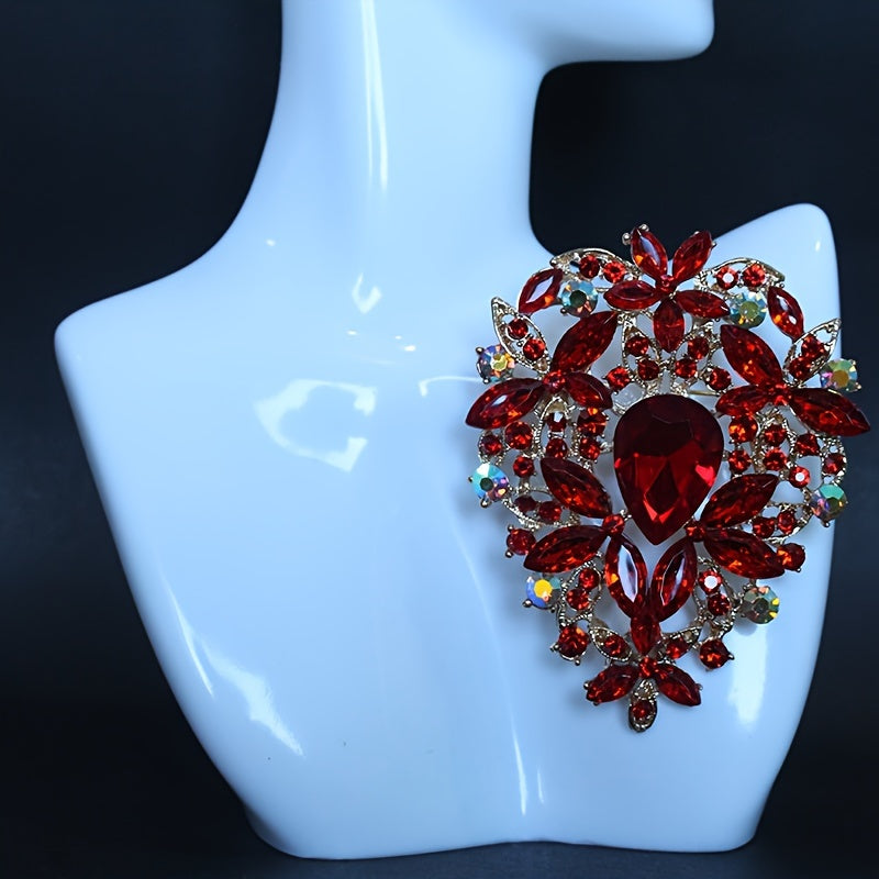 Large Crystal Glass Brooch Elegant Pin for Dresses and Sweaters