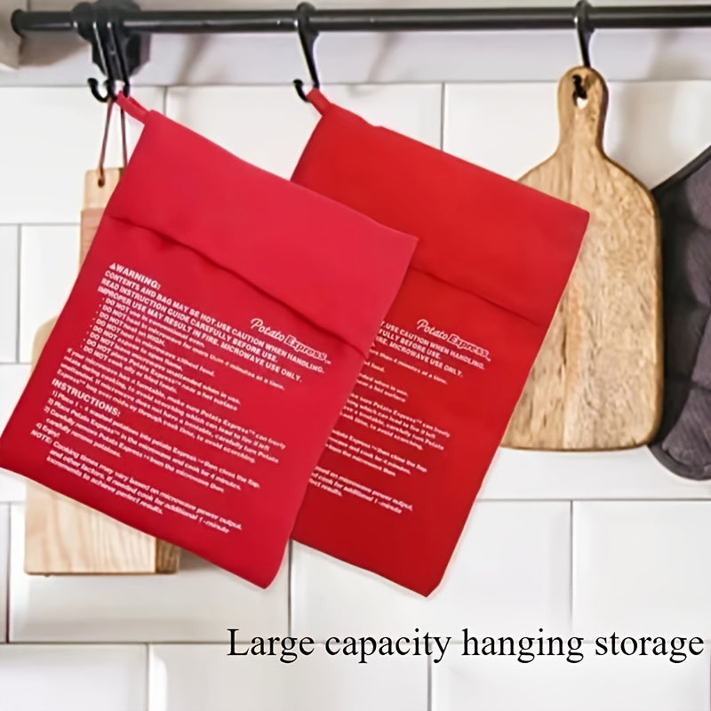 Microwave Potato Cooker Bag 1pc for fast easy baking of potatoes red polyester