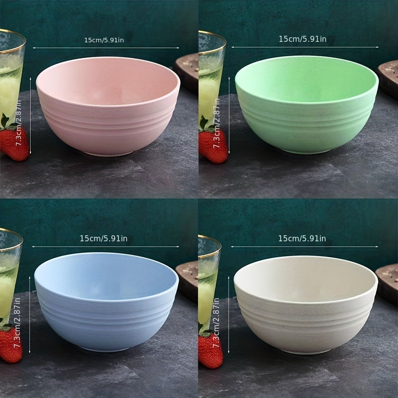 4-Pack Plastic Bowls Set Drop-Proof Non-Stick Food Storage Dishes