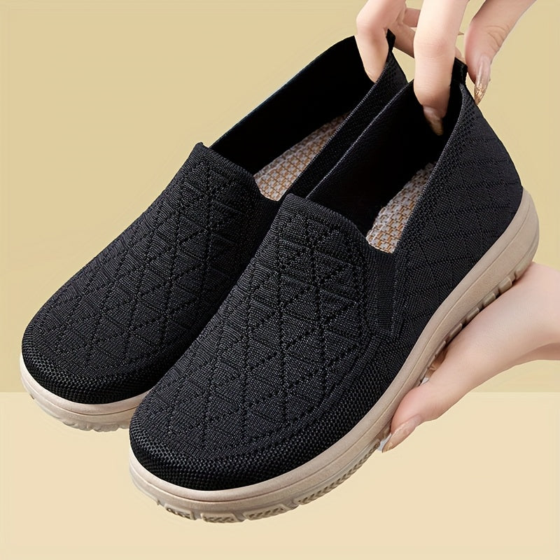 Women's Knit Slip-On Sneakers Breathable Casual Flats for Walking