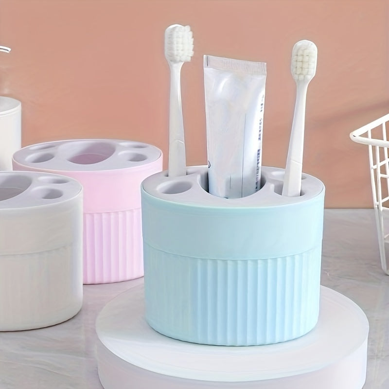 Soporte para cepillos de dientes en encimera de baño con drenaje