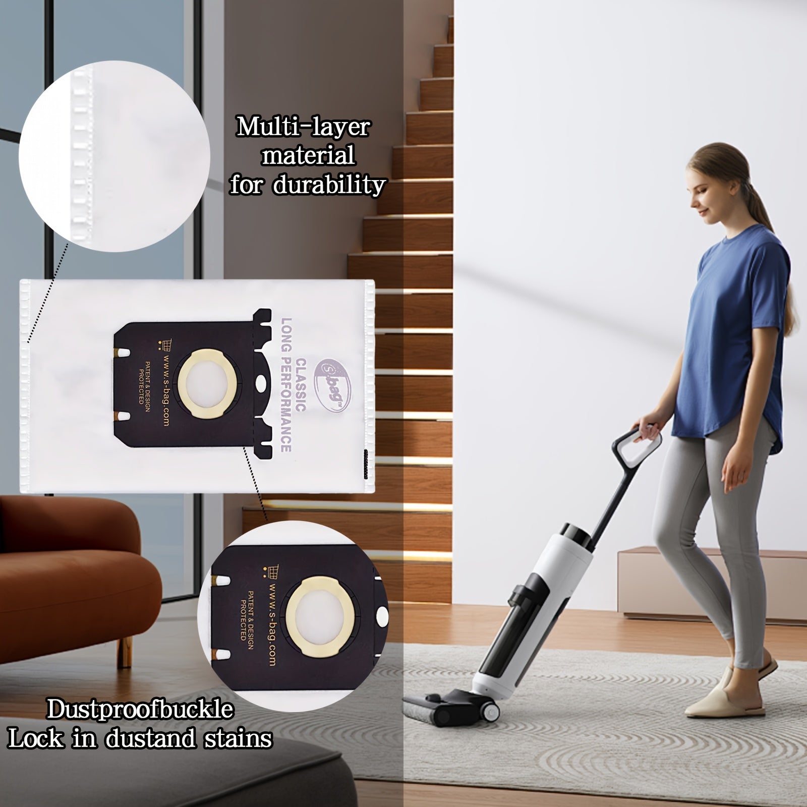 Pack of 2-12 Durable Plastic Vacuum Bags for Electrolux Classic S Models