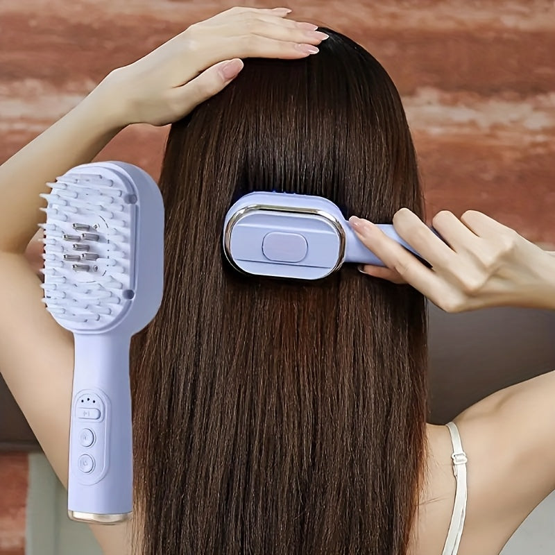 USB Rechargeable Scalp Massager Comb with Oil Control and Itch Relief in Purple