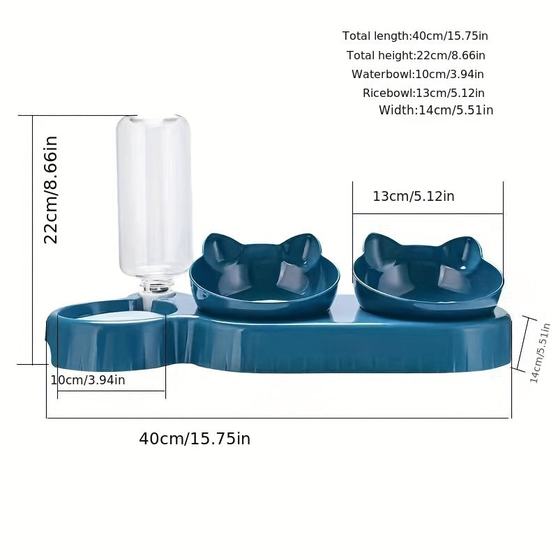 Egilib tushirilgan dizayn va tortishish bilan suv idishi bilan avtomatik hayvonlar uchun oziqlantiruvchi, itlar va mushuklar uchun