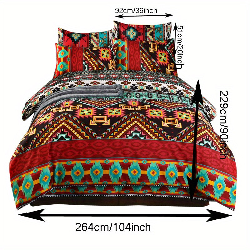 Conjunto de ropa de cama estilo bohemio de 3 piezas, funda nórdica y fundas de almohada para dormitorio o habitación de invitados