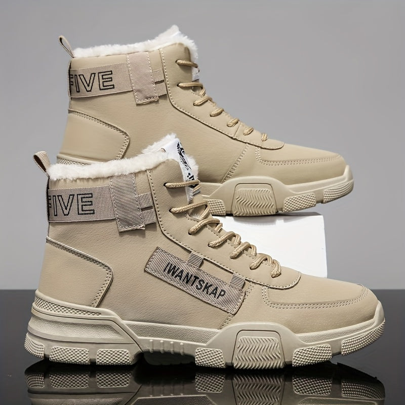 Men's Winter Snow Boots Faux Leather Fleece Lining Anti-Slip Durable Casual Outdoor