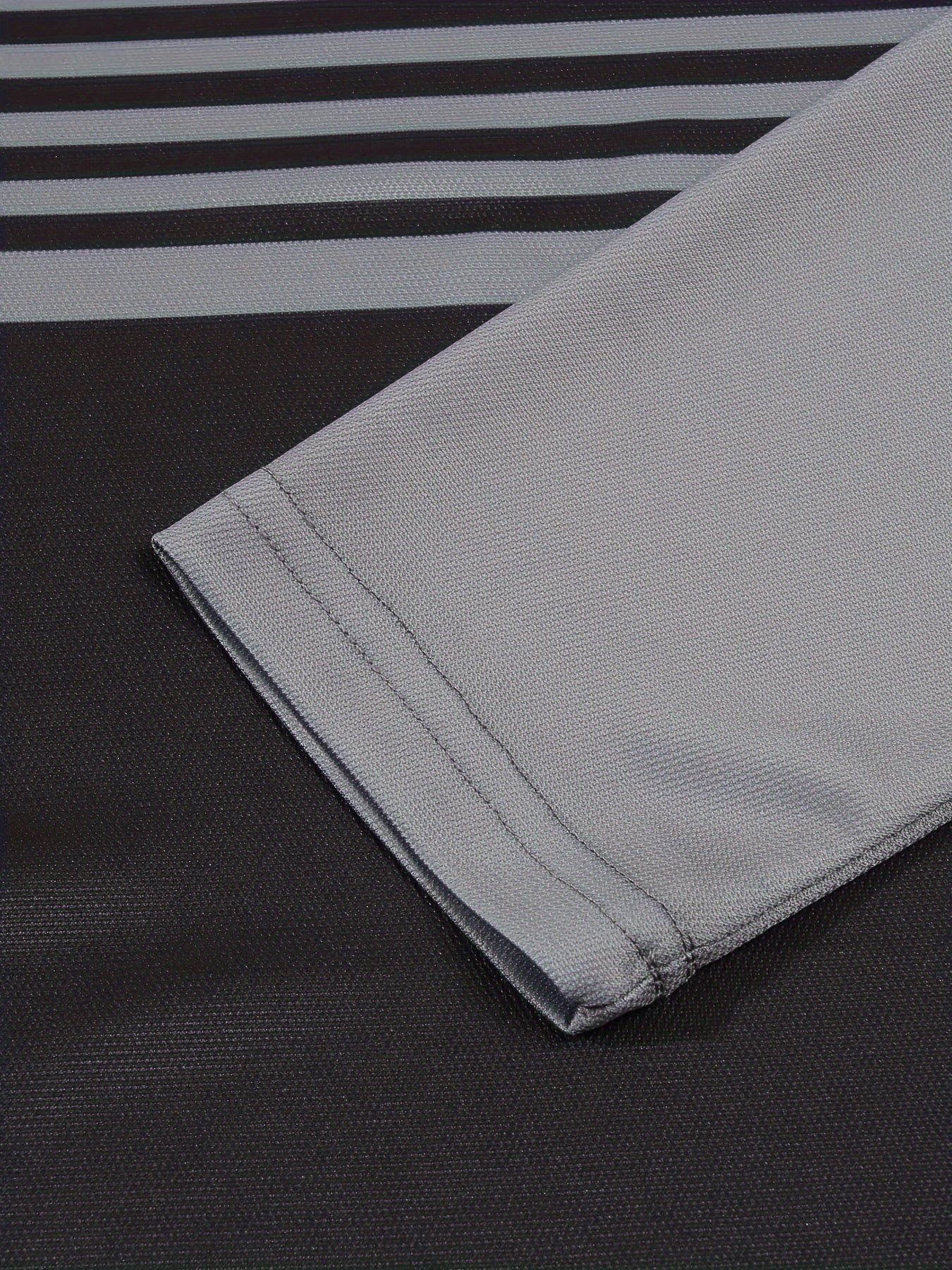 Men's Long Sleeve Color Block Golf Shirt with Striped Pattern and Slight Stretch