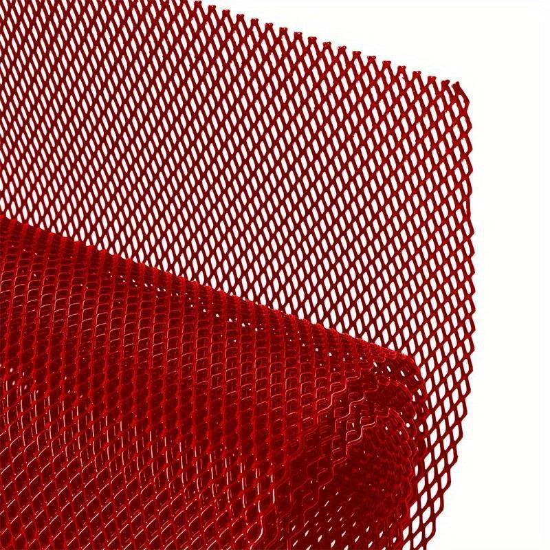 Herramienta universal de modificación de carrocería de vehículo, malla del parachoques delantero de aluminio con diamantes, rojo y azul