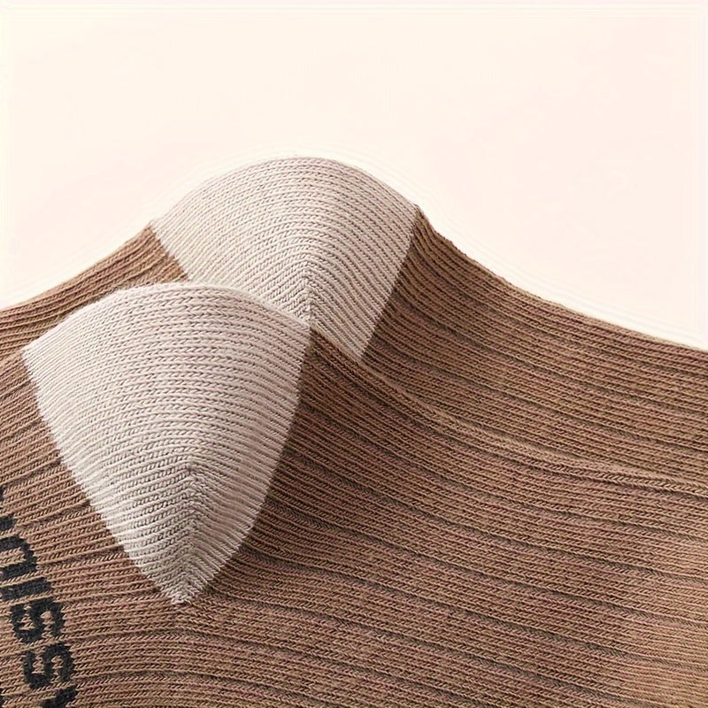 5 Boys' Crew Socks Polyester Blend Geometric Patterns Breathable All-Season