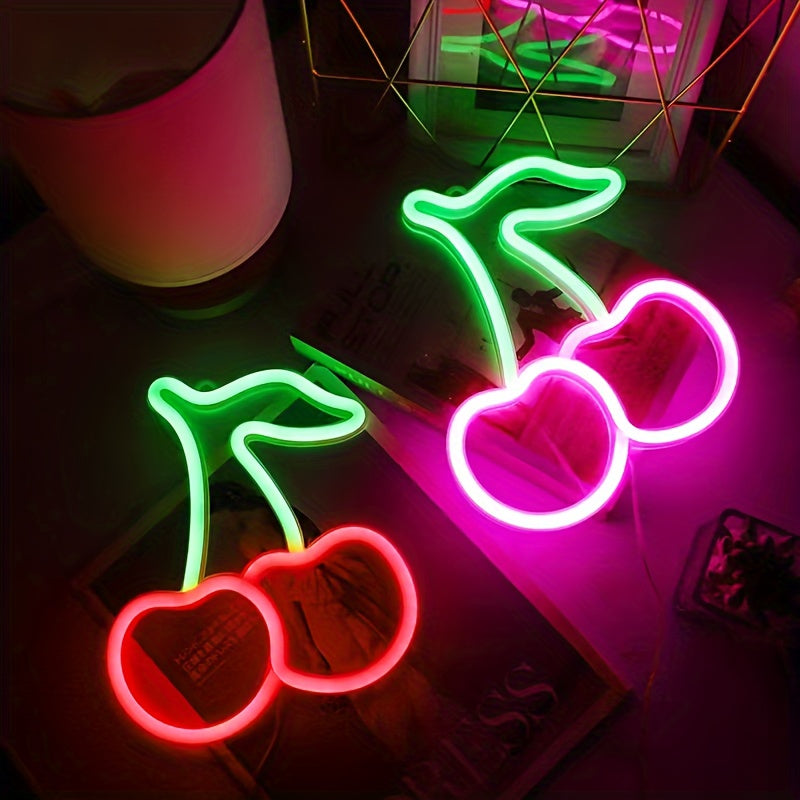 Cherry Neon LED Light Sign for Kids Rooms Bars Restaurants Birthday Parties