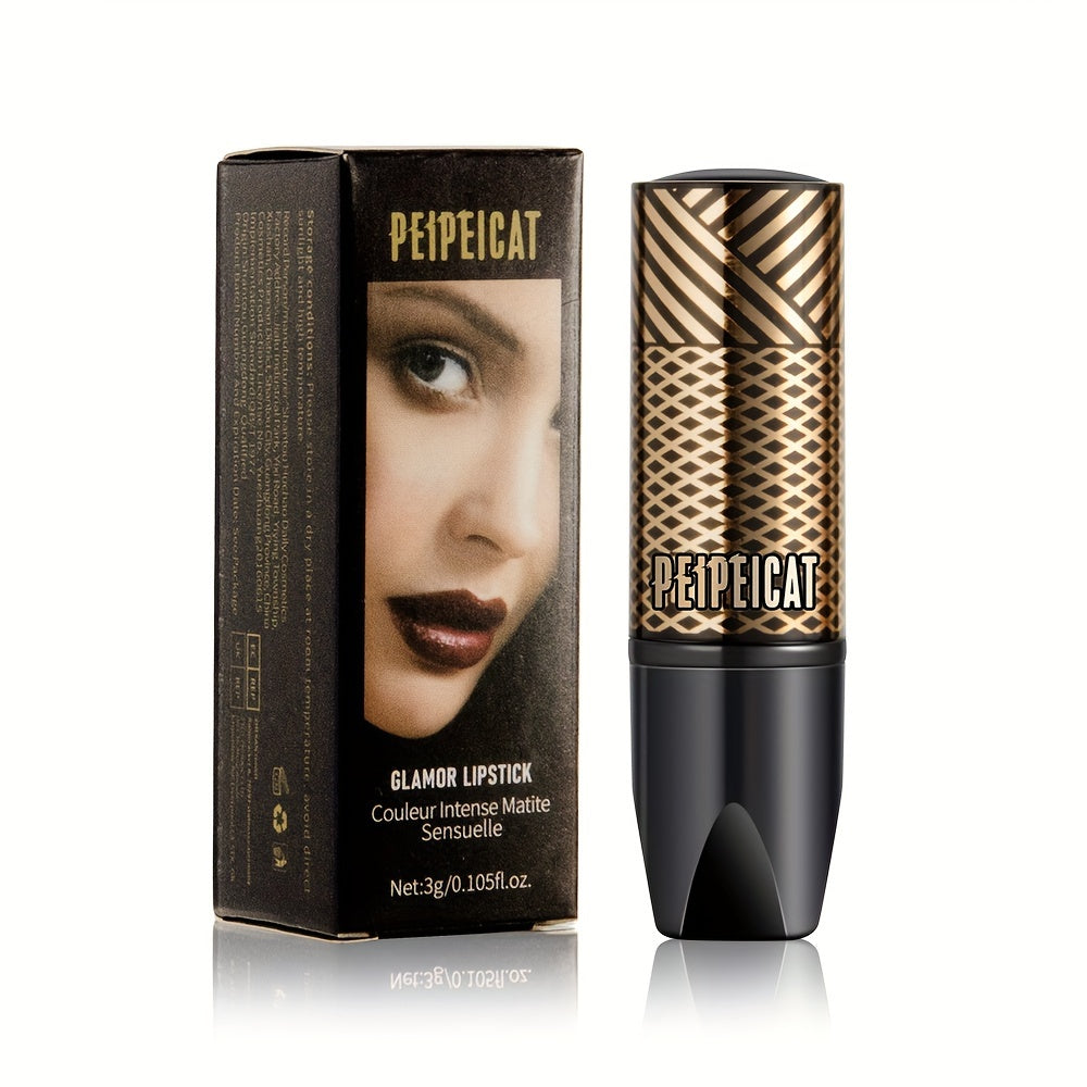 Mujer lápiz labial no difuminar burdeos oro brillo brillo duradero brillante