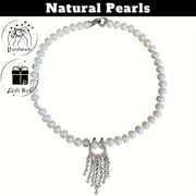 Murakkab Tasmali Marjon, Shirin Suv Marjonlari va Zirconiyalar bilan - O'ziga xos Kamchiliklarga ega Zamonaviy Yelka Marjoni, Rasmiy Tadbirlar va Har Kunlik Kiymak Uchun Ideal, Chiroyli Sovg'a Qutisida Keltiriladi