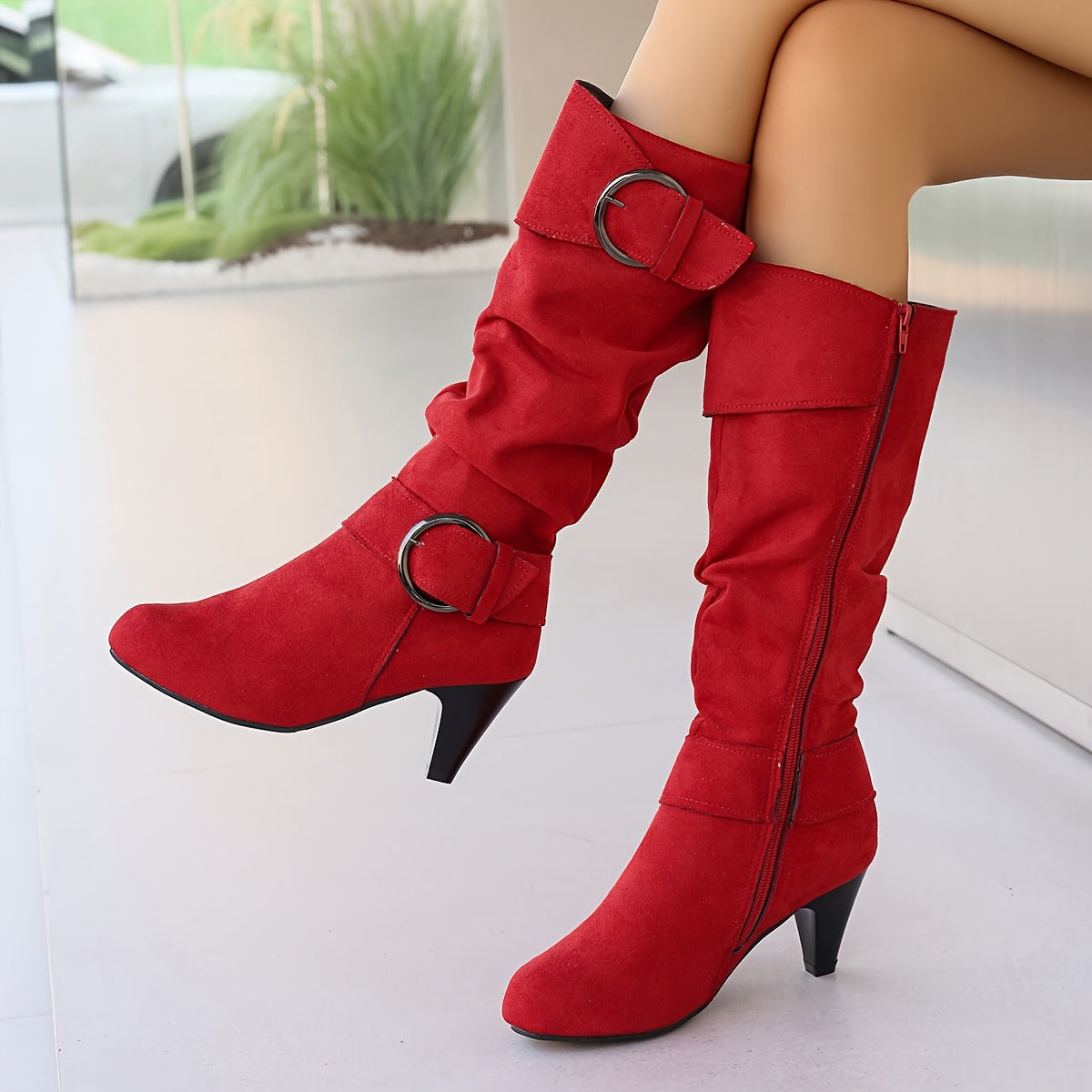 Women's Over-the-Knee Faux Fur Long Boots With High Heels