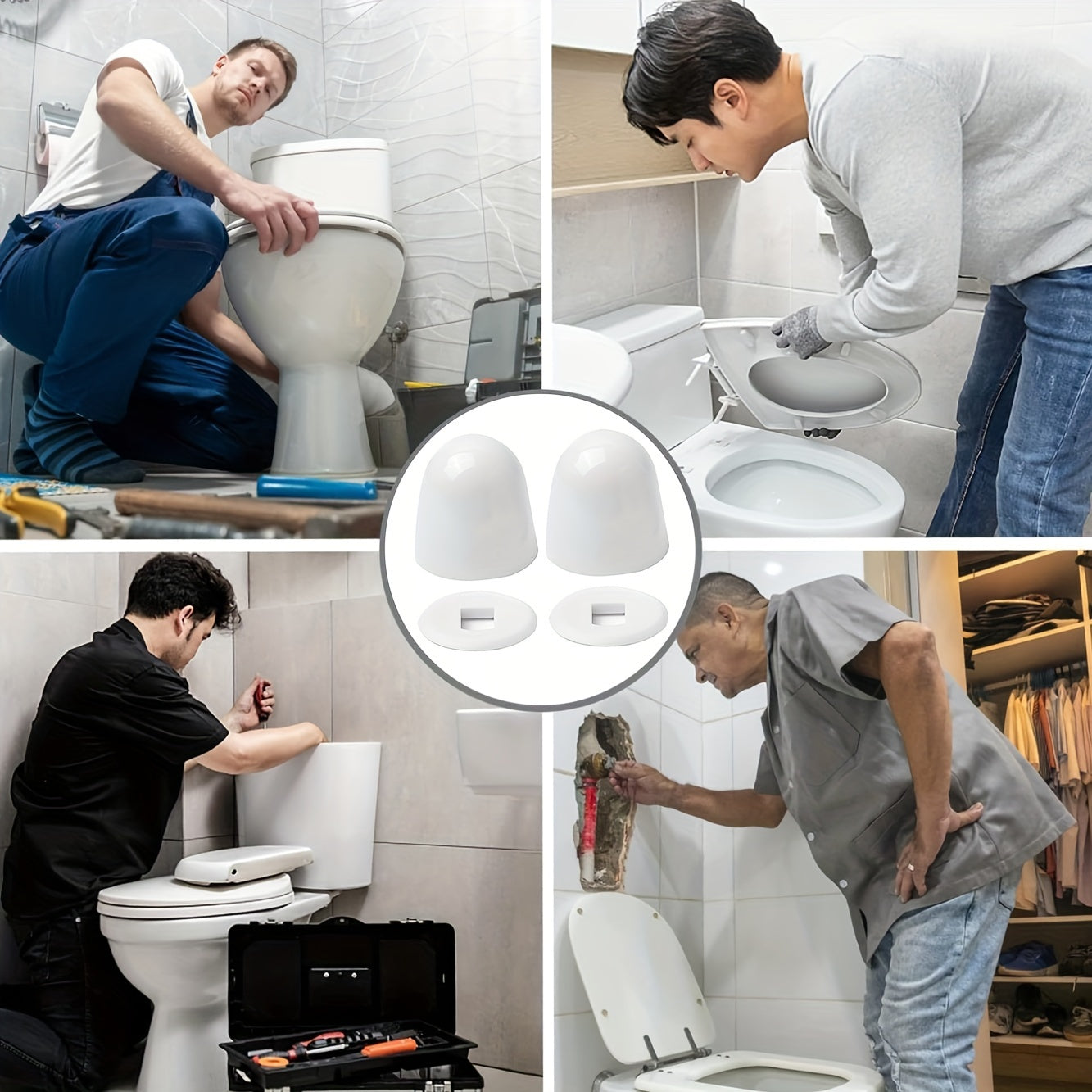 2-chi qism oq tualet bolt qopqog'i plastik oson o'rnatiladigan yuvinishlar