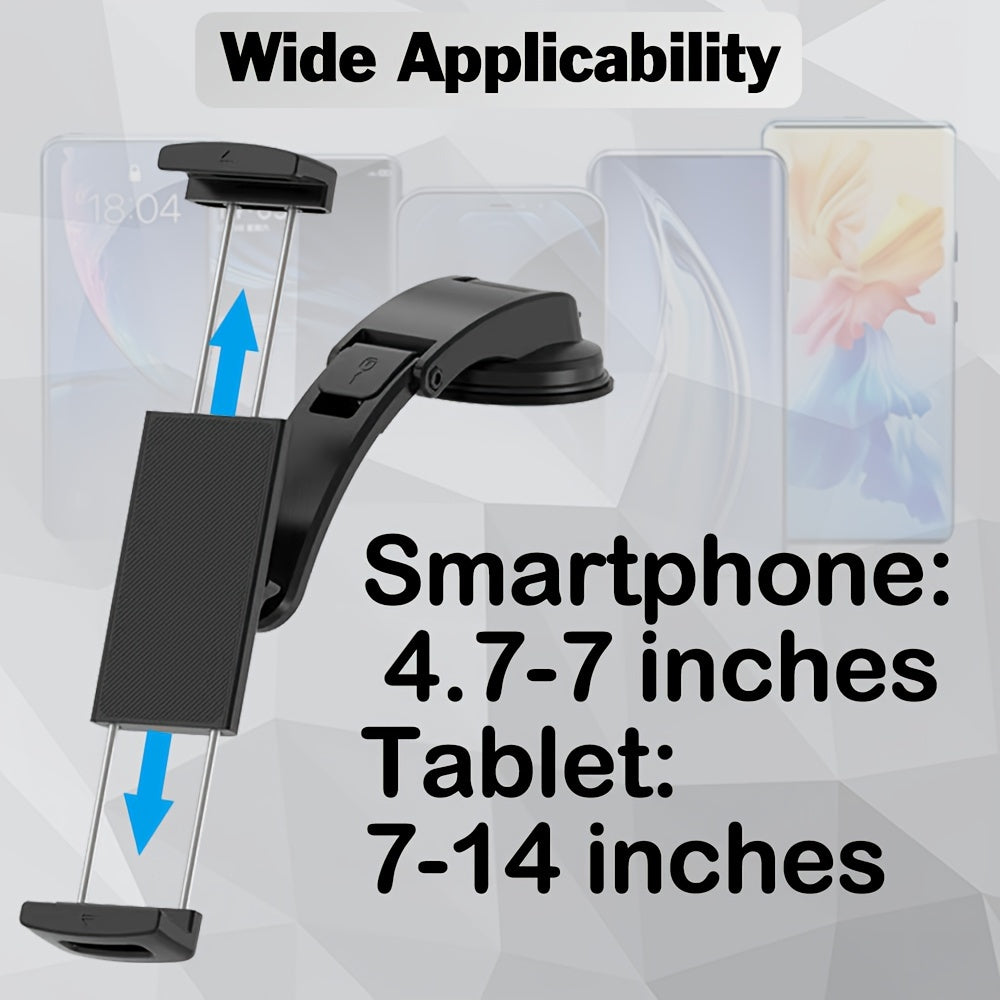 Universal Car Smartphone and Tablet Holder, Adjustable, Anti-Shake, Suction Cup