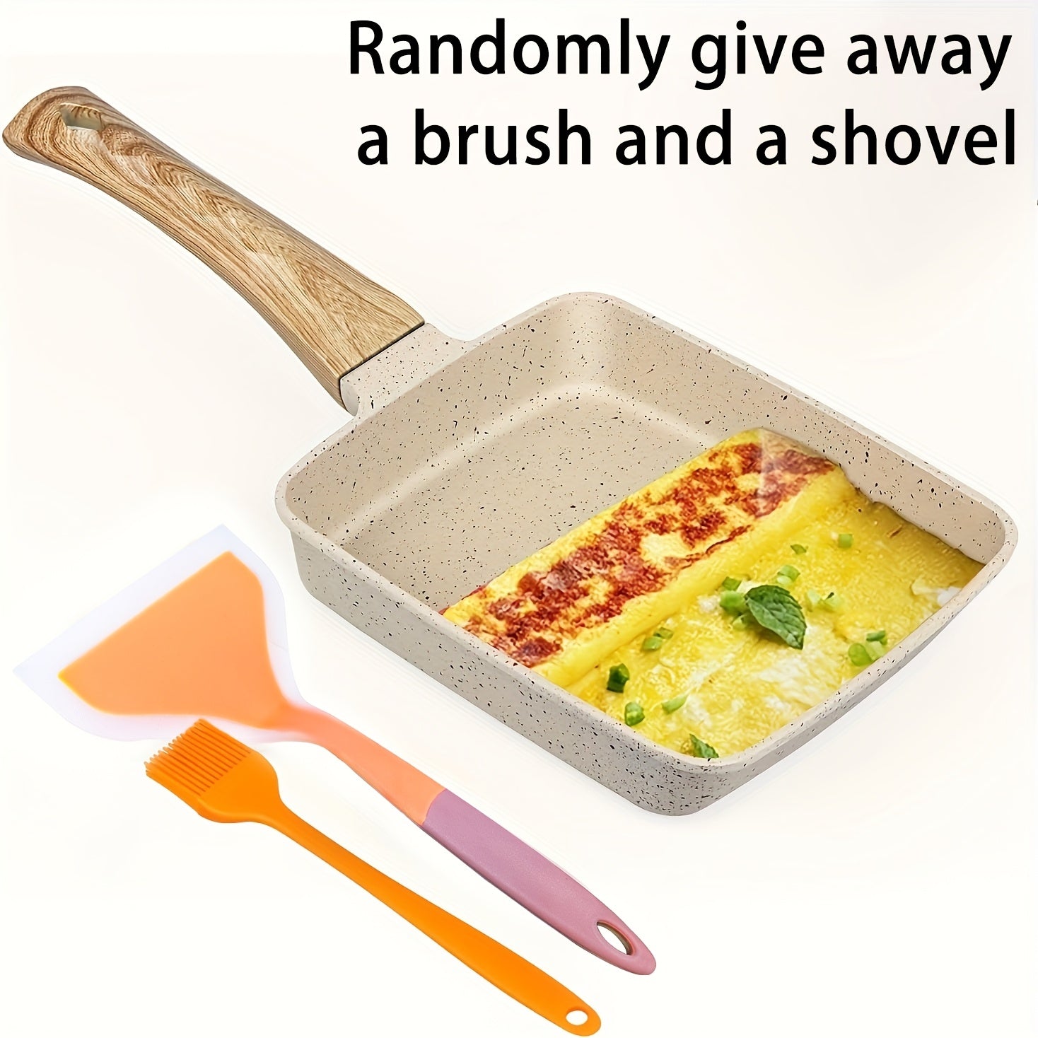 Non-Stick Aluminum Tamagoyaki Pan Set with Spatula and Oil Brush