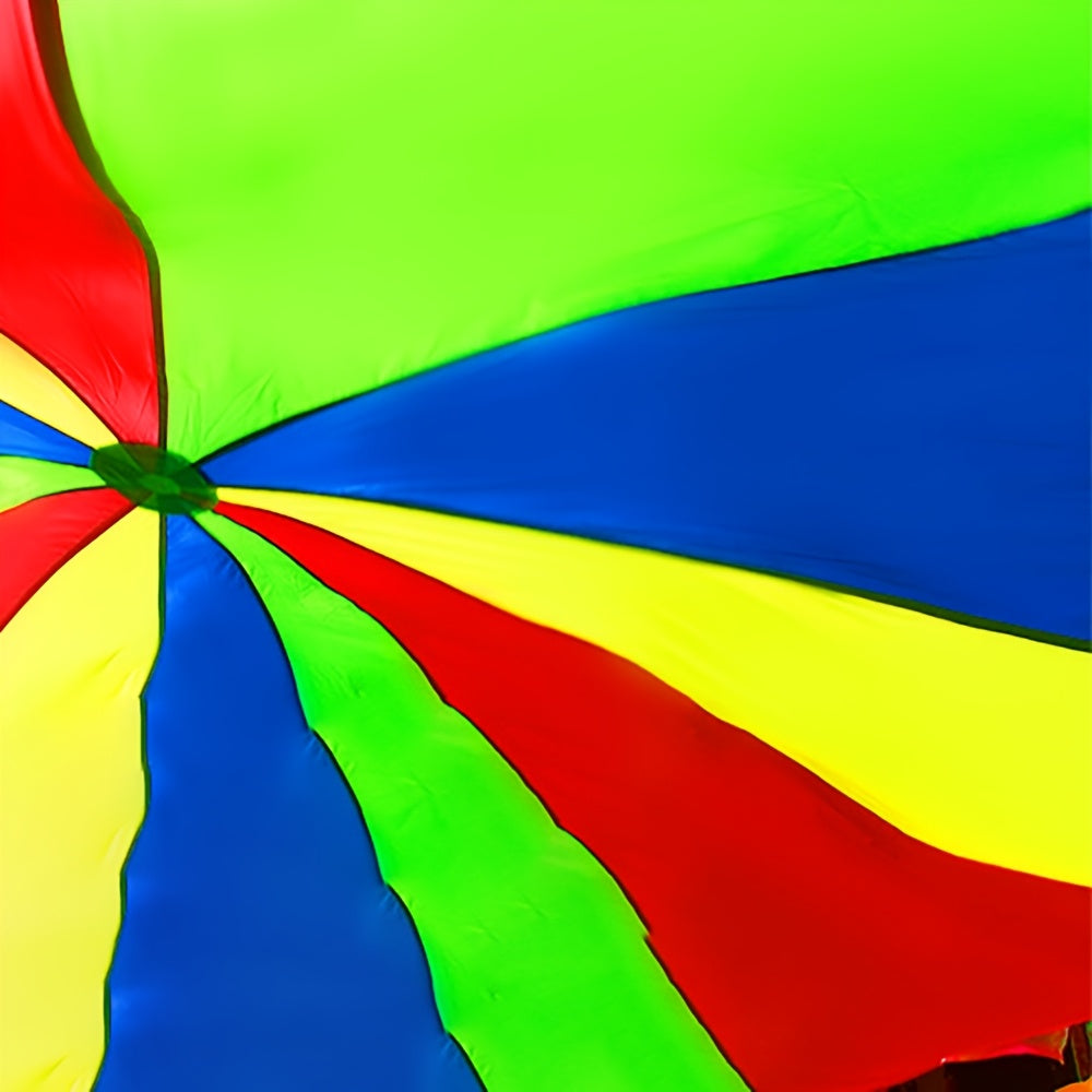 Rainbow Parachute, 2m/6.56ft uzunlikda, tasodifiy rang, ochiq havoda partiya faoliyatlari, jamoaviy o'yinlar uchun mos, oilaviy qurilish o'yinchoqlari