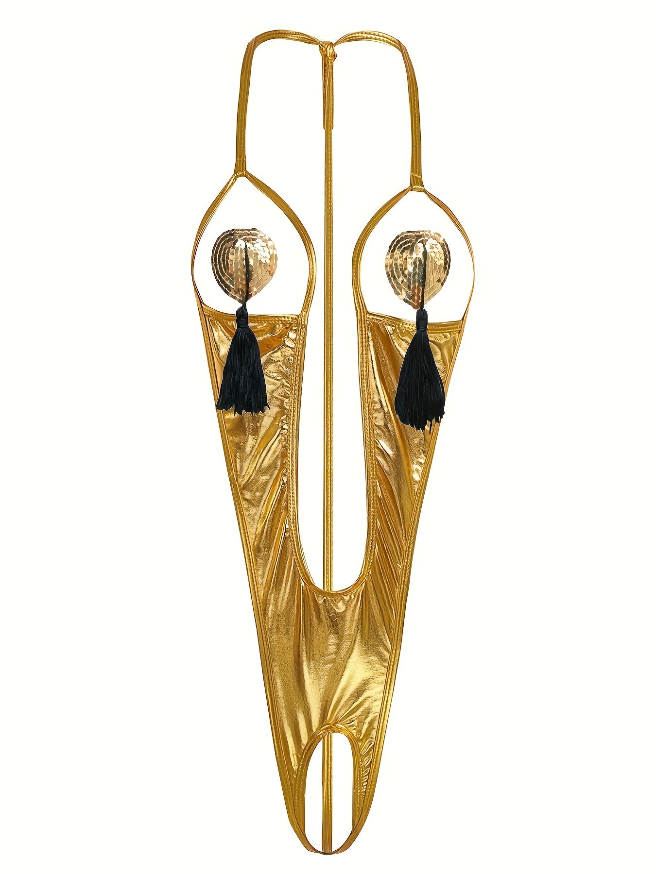 Women's Lingerie Set with Breast Stickers and Hollow Design Body Suit