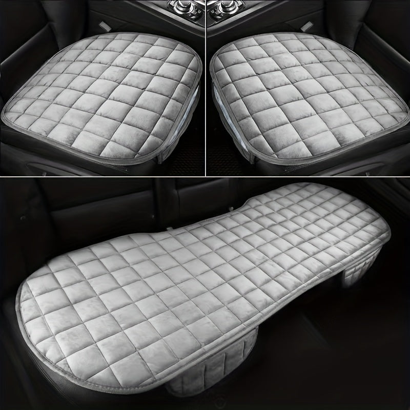 Universal Car Seat Cover Set Winter Thick Quilted Velvet Anti-slip