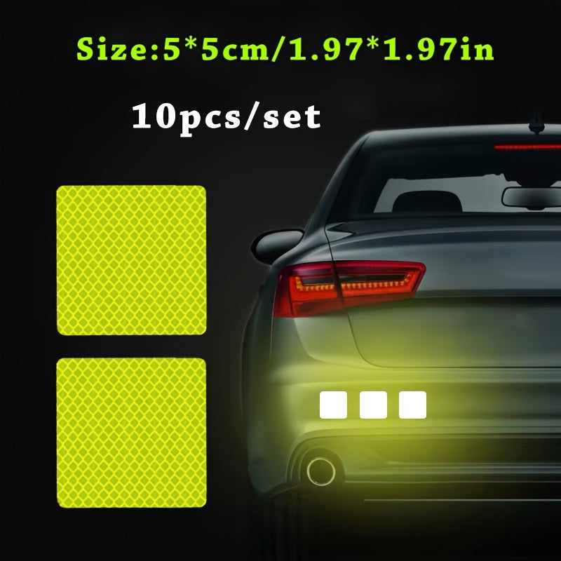 10pcs Car Bumper Reflective Stripe Stickers for Night Safety and Style