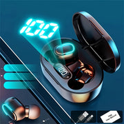 Wireless Earbuds with 5.3 Chip Stereo Sound Long Battery LED Display Silicone Ear Caps