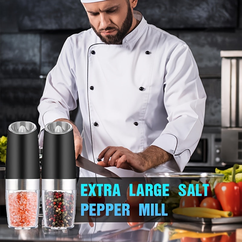 Electric Salt and Pepper Grinder Set with Adjustable Coarseness and LED Light