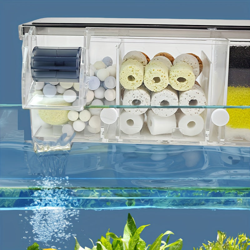 3-in-1 Fish Tank Overhead Filter Kit Non-Electric Battery-Free for Small Aquariums