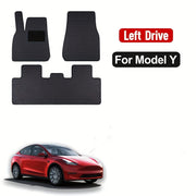 All-Weather Black PU Leather Floor Mats for Tesla Model Y Enhanced Grip