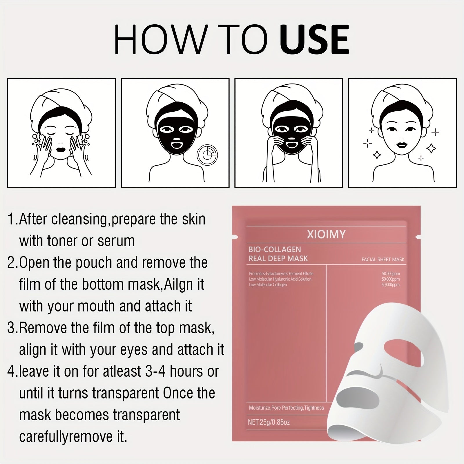 Mascarillas faciales de colágeno para unisex 5 unidades Hidratantes, iluminadoras, con aroma a limón, hipoalergénicas