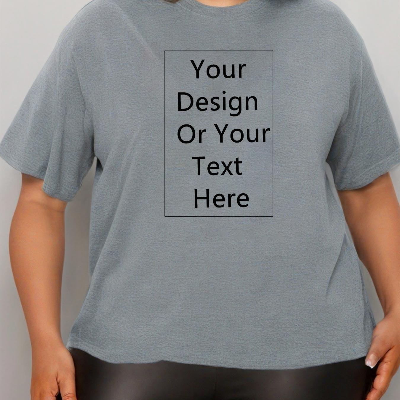 Women's Plus Size Casual T-Shirt Breathable Stretch Short Sleeve Black White Text