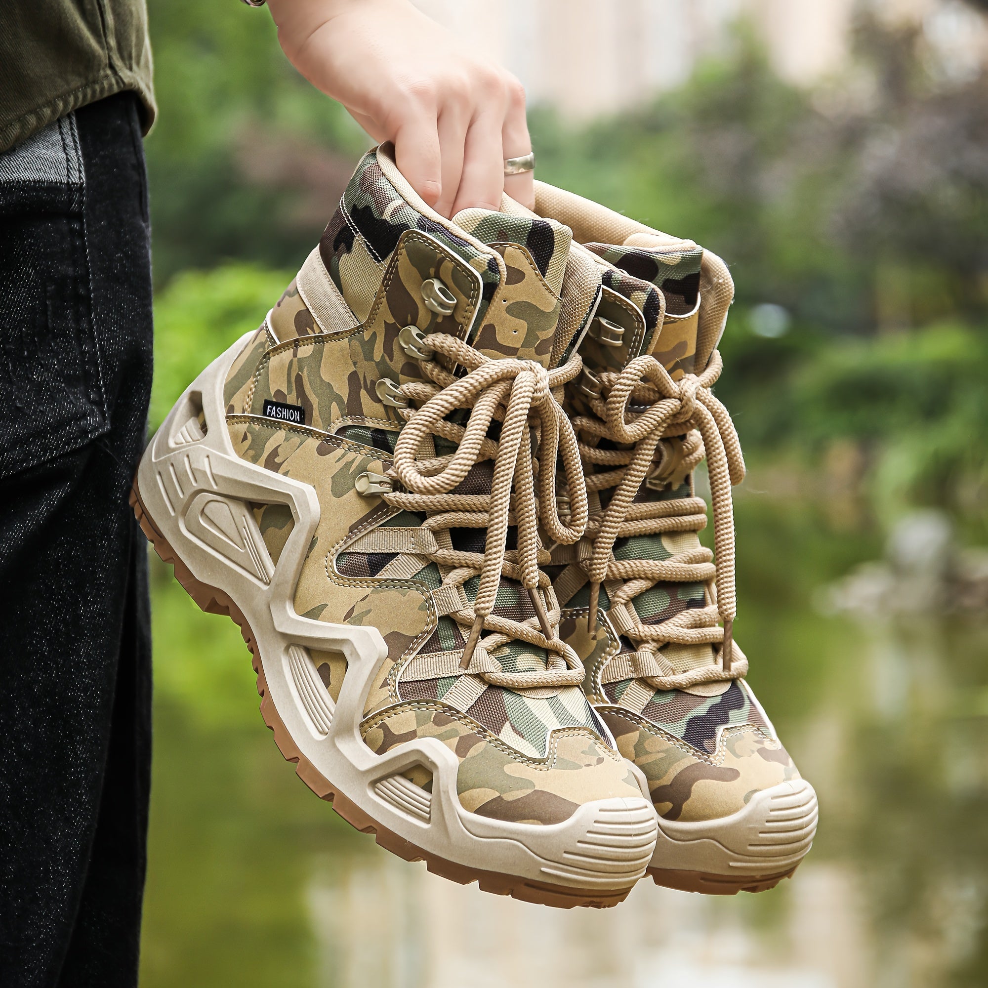 Botines casual de malla y PU para hombre con punta redonda, cordones, para todas las estaciones