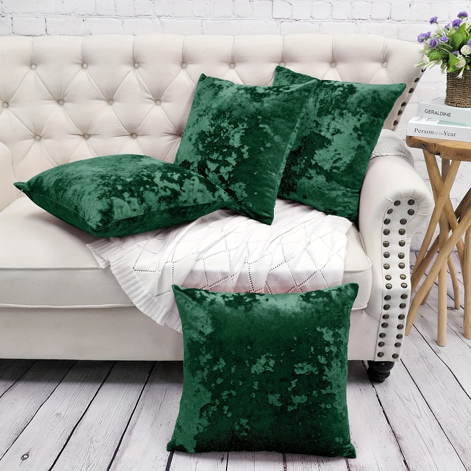 Velvet Throw Pillow Cover with Speckled Texture for Sofa and Bed 100% Polyester