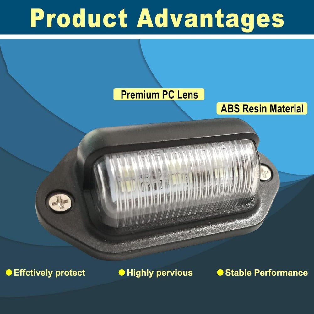 2PCS Xenon White LED License Plate Lights 12V-24V DC 6-SMD for Truck SUV Van