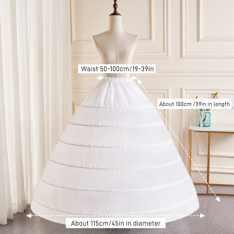 6-Hoop Wedding Dress Petticoat No Tulle Hand Washable Polyester Formal Wear