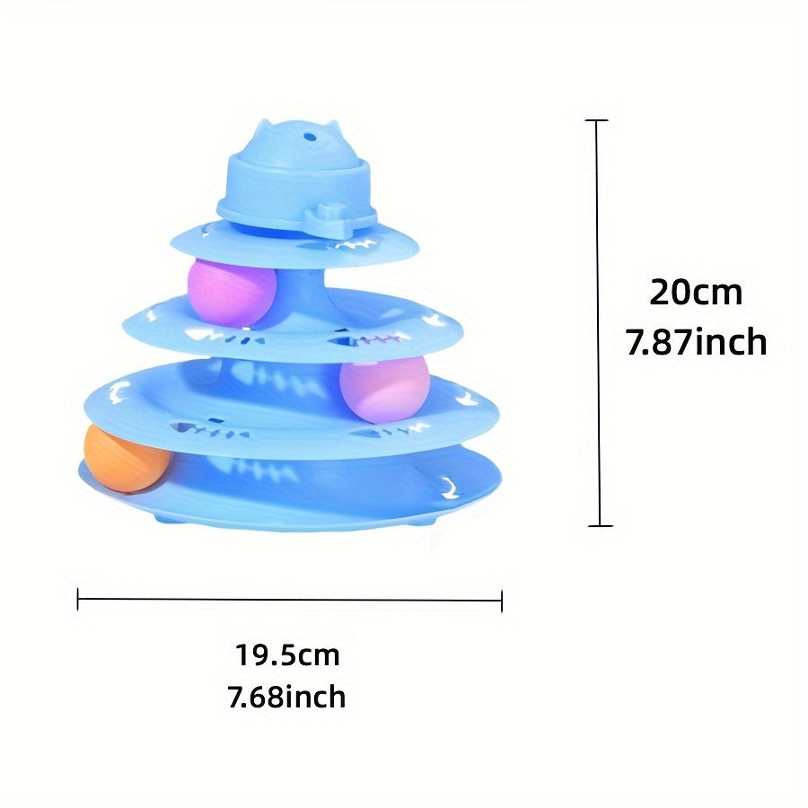 Прочный игровой комплекс для кошек включает вращающиеся шарики, 4-уровневую дорожку, перьевую игрушку и неэлектрический дизайн.