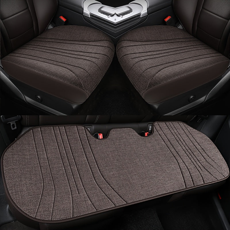 Universal Breathable Linen Seat Covers Three-Piece Set All Seasons