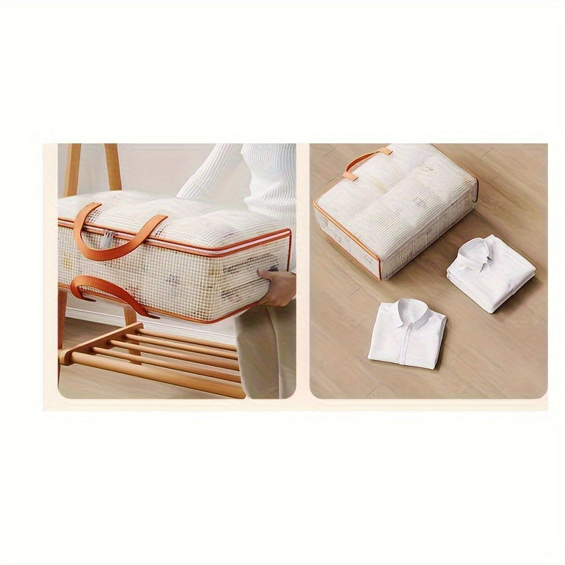 Bolsa de almacenamiento de malla de PVC impermeable para ropa y edredones, organizador de embalaje para mover debajo de la cama